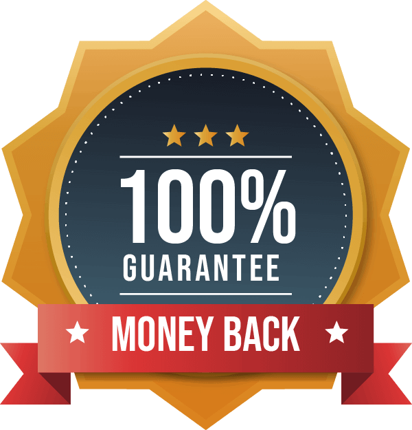 Gold 100% Money Back Guarantee ribbon icon for risk-free Advanced Mitochondrial Formula orders.